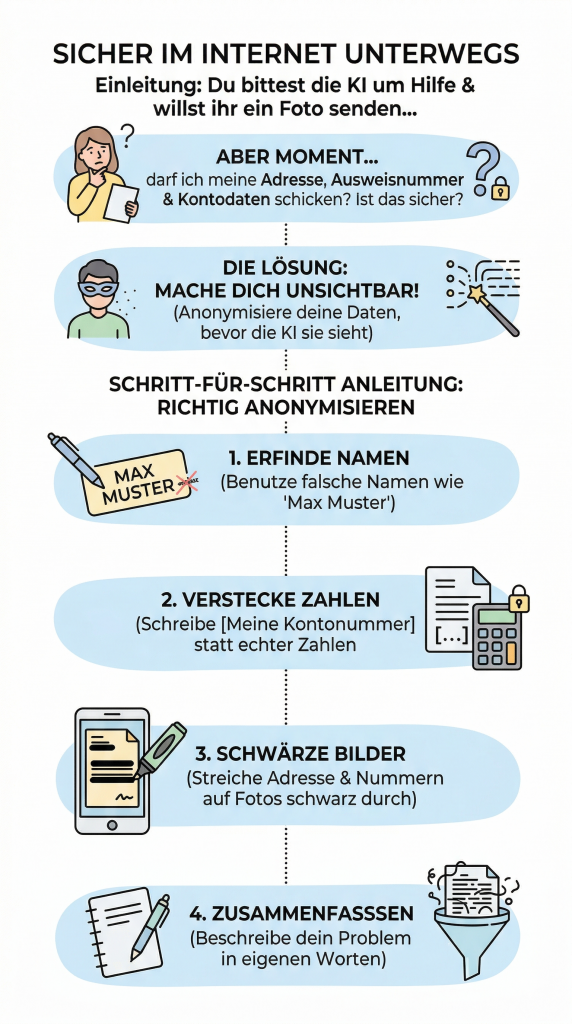 Infografik zum Thema Datenschutz im Zusammenhang mit KI
